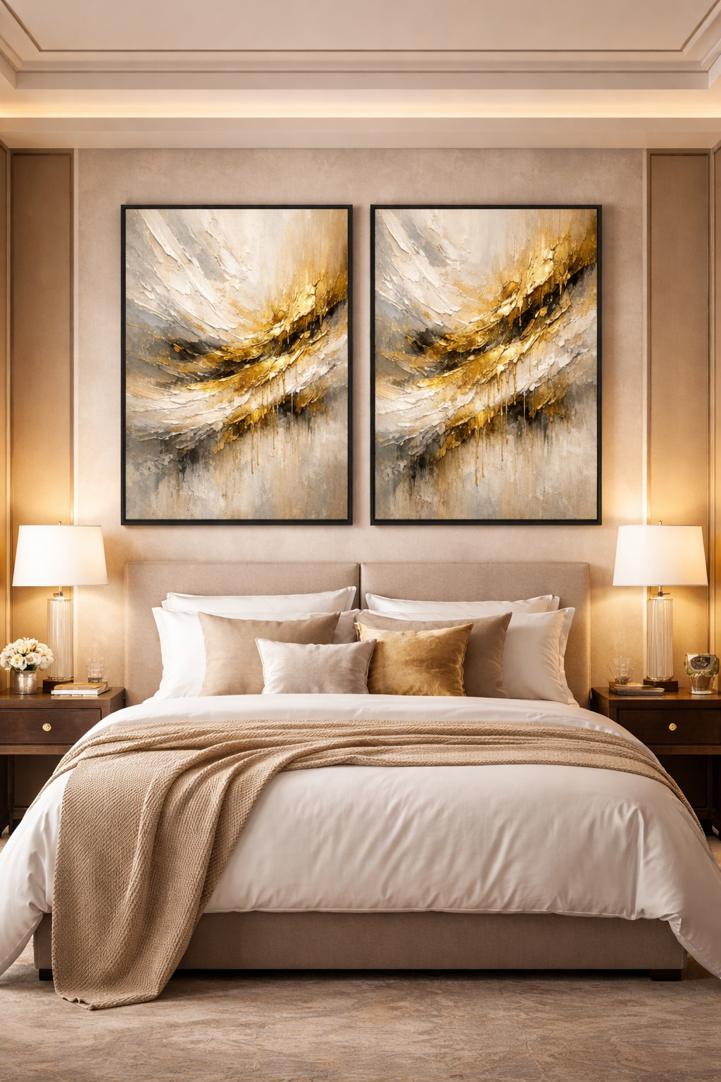 Golden Horizon – Luxury Gold Abstract Framed Canvas Wall Art