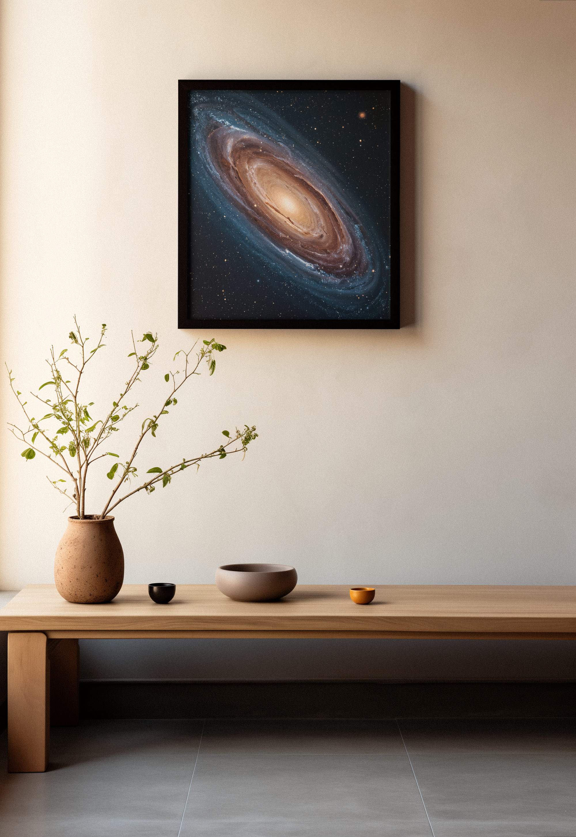 Golden Spiral Galaxy Framed Canvas Wall Art | Luxury Space Decor