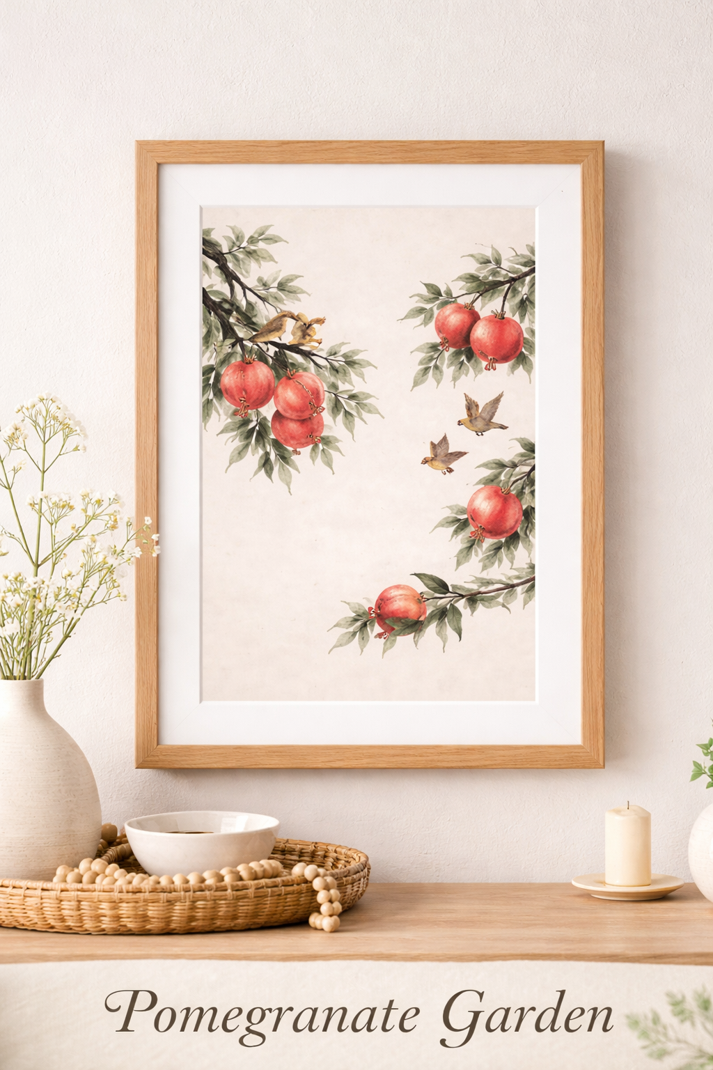 Pomegranate & Birds Framed Botanical Wall Art