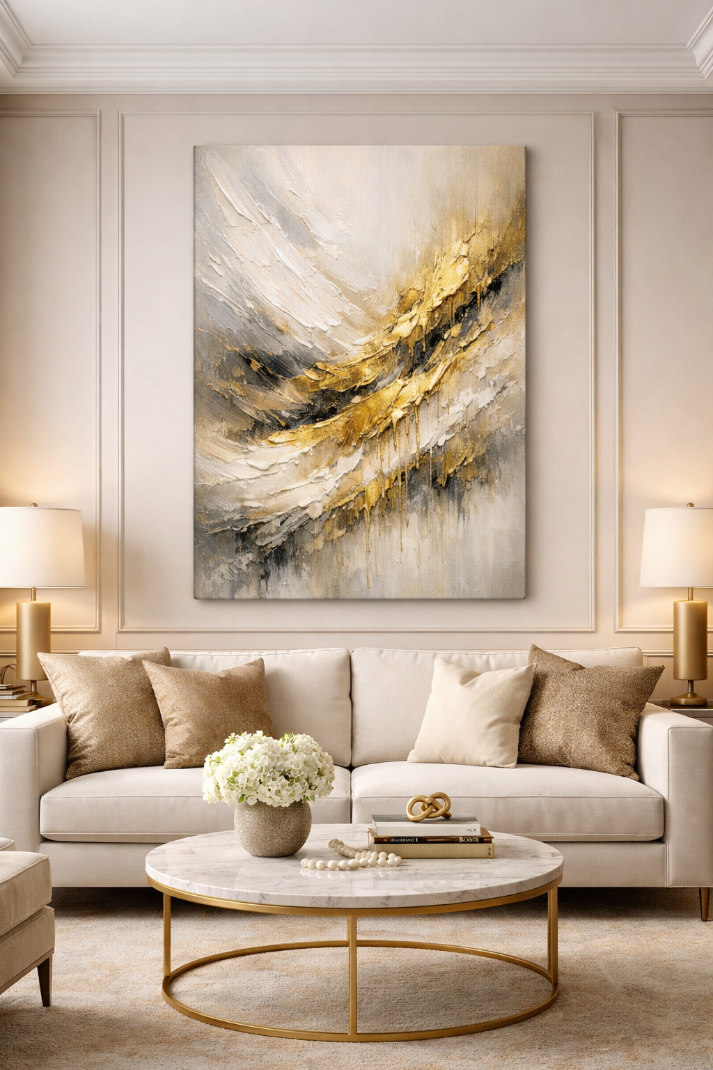 Golden Horizon – Luxury Gold Abstract Canvas Wall Art