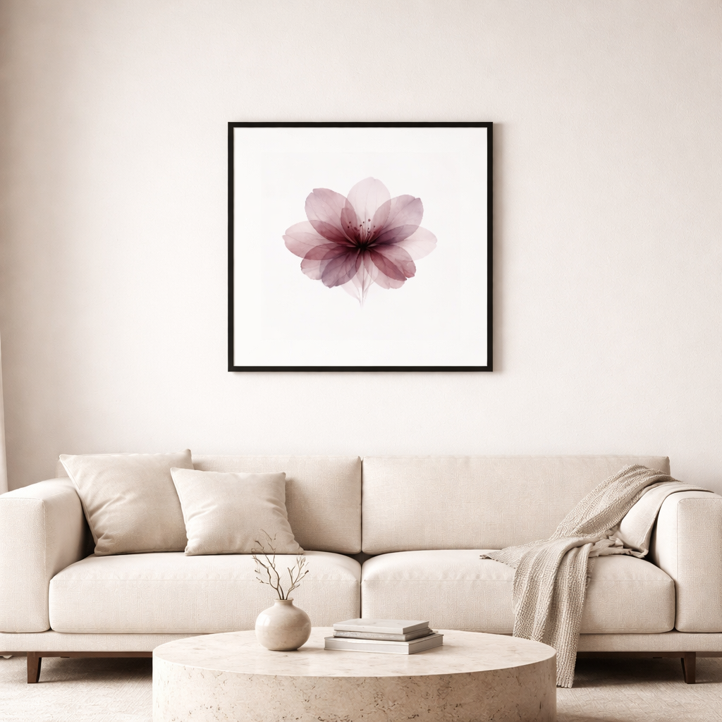 Velvet Bloom Framed Wall Art – Soft Blush Floral Print