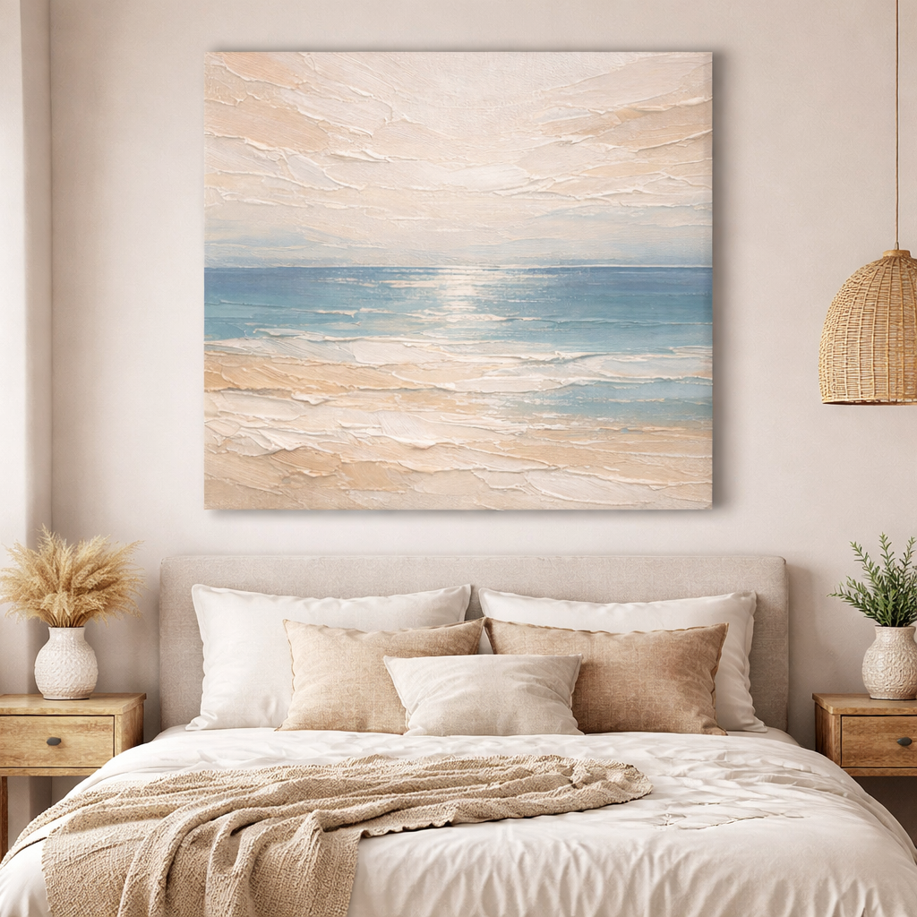 Coastal Serenity – Luxury Neutral Floral Canvas Wall Art