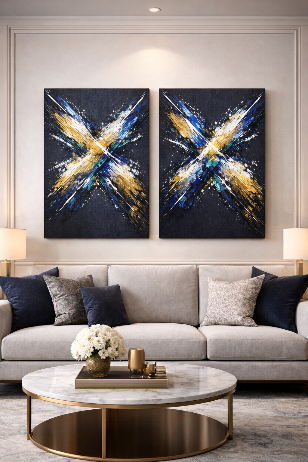 Cross of Light Canvas Wall Art – Luxury Abstract Painting