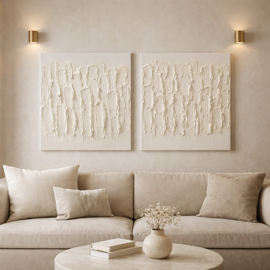 Ivory Plaster Texture Canvas – Minimal Luxury Wall Art