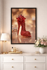 Crimson Jewel Stiletto – Luxury Fashion Framed Wall Art