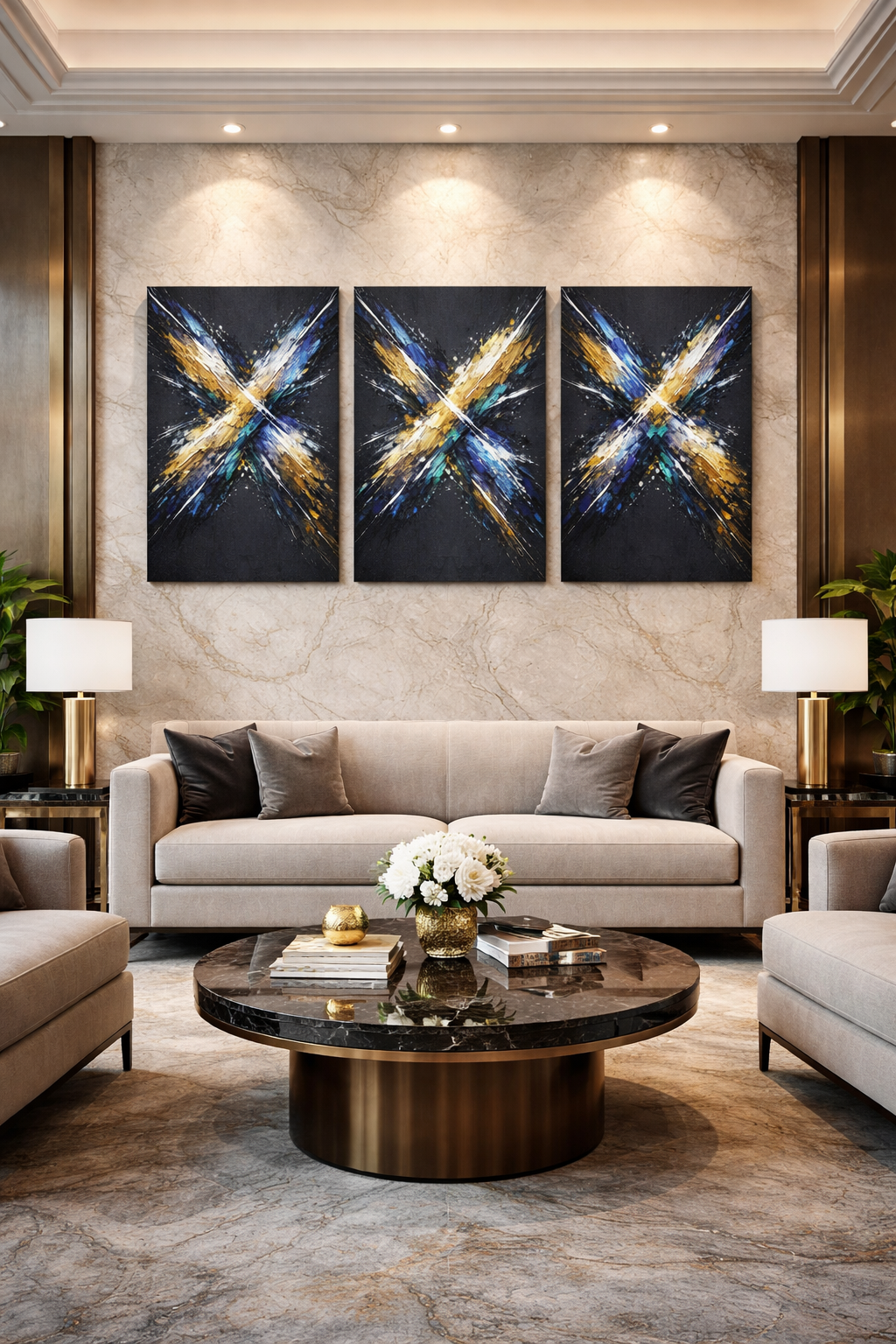 Cross of Light Canvas Wall Art – Luxury Abstract Painting
