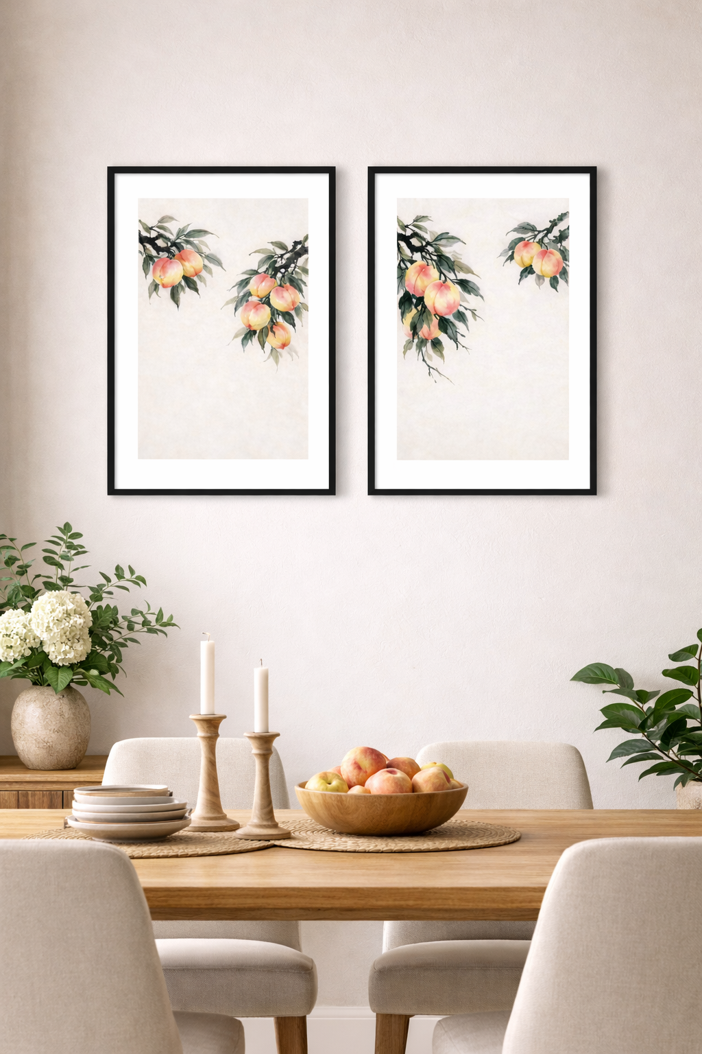 Golden Peach Harmony Set of 2 Framed Prints