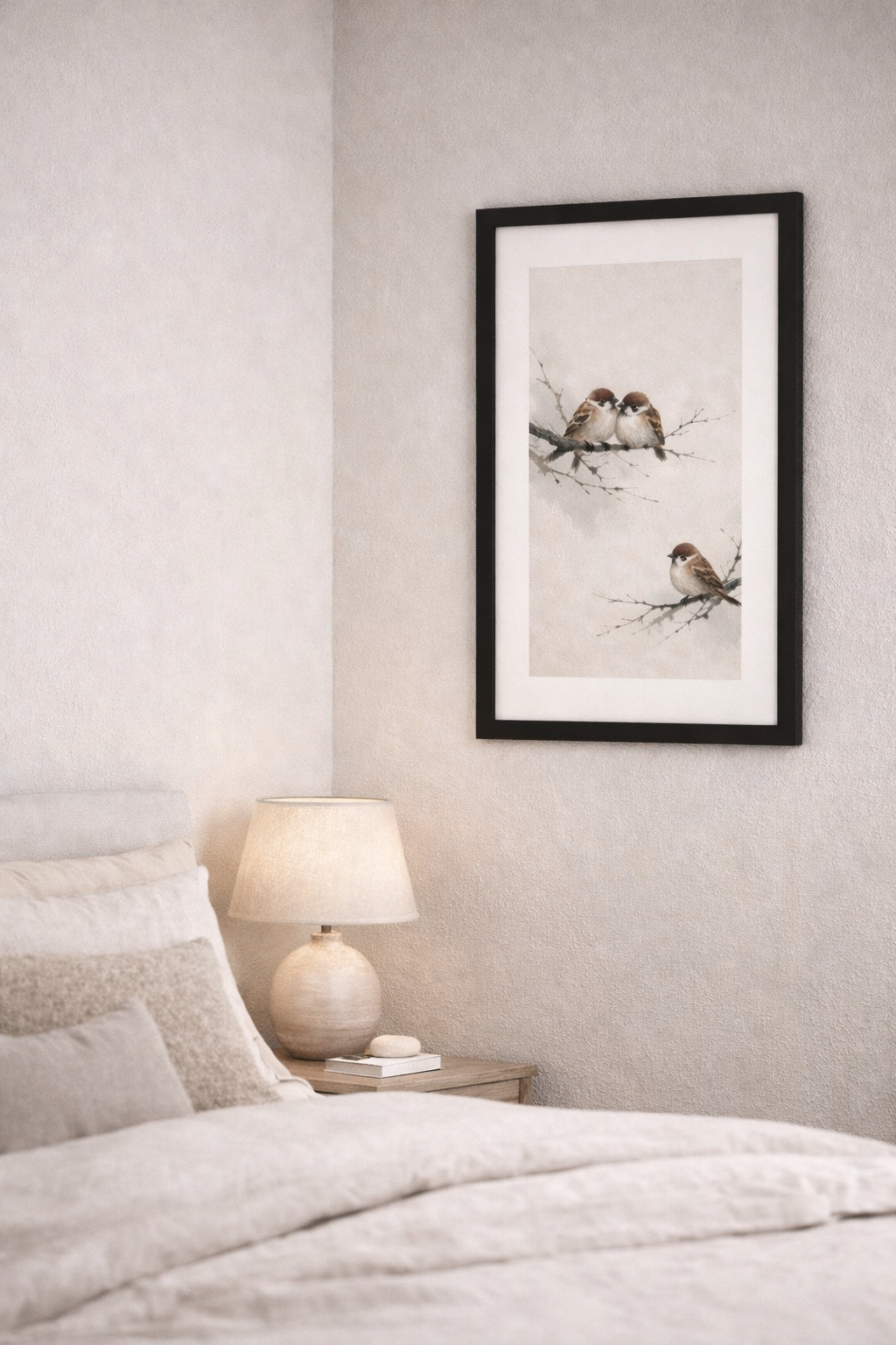Love & Peace Diptych – Minimalist Sparrow Framed Wall Art