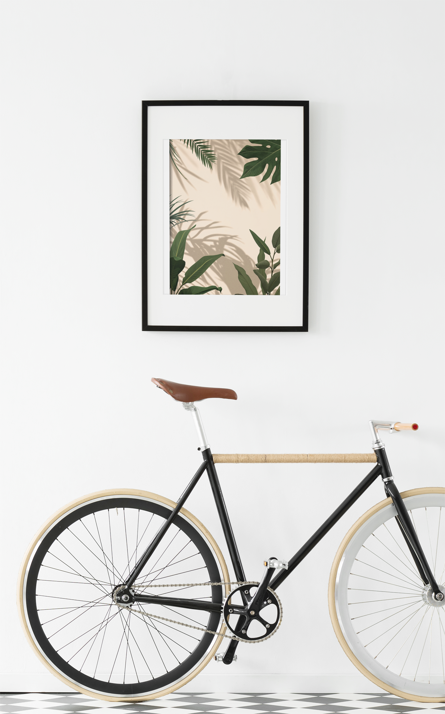 Minimalist Botanical Framed Wall Art, Sage Green Leaf Print, Neutral Modern Decor for Living Room & Bedroom