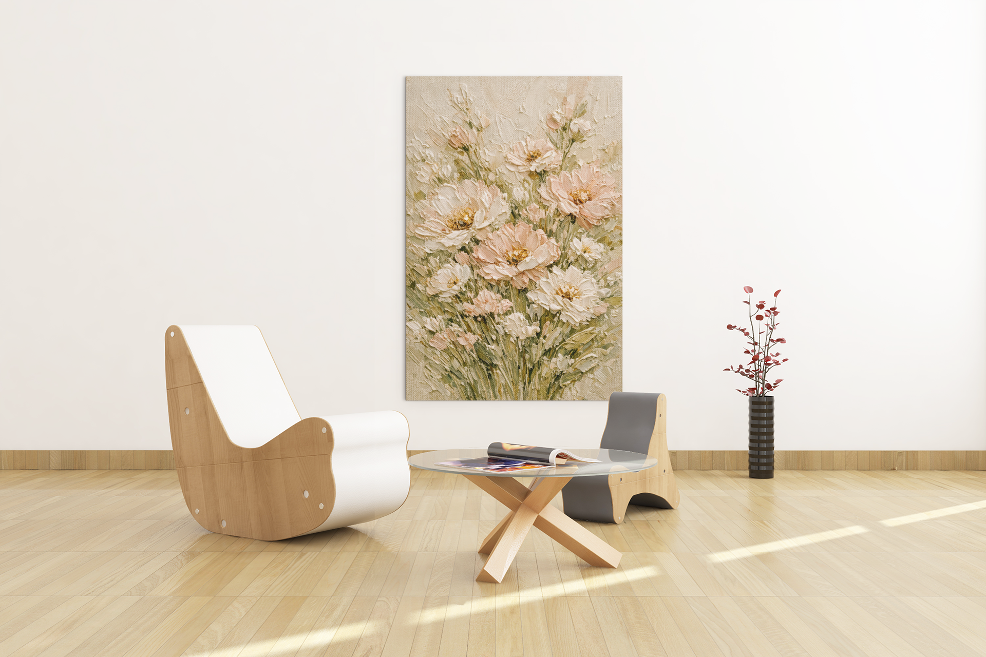 Blush Garden Serenity Canvas Wall Art, Elegant Bedroom Decor