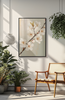 Golden Blossom Elegance – Luxury Floral Framed Canvas, Gold Neutral Wall Art, Refined Botanical Decor
