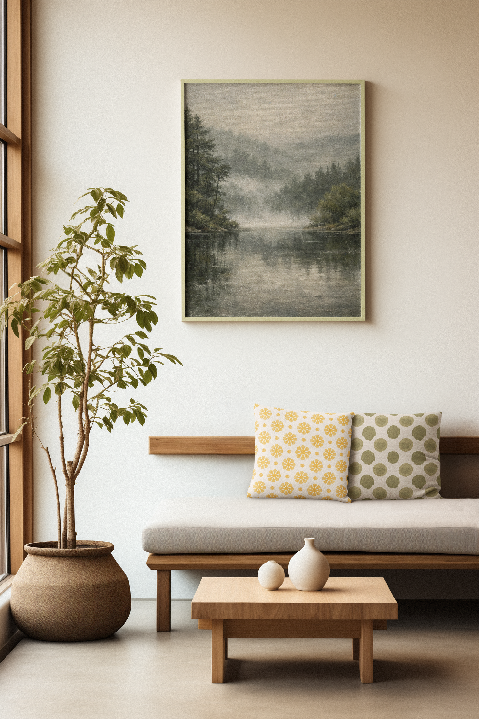 Mustard Floral Pillow | Warm Yellow Cushion | Modern Boho Home Decor